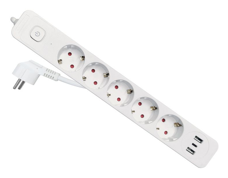 Equip Steckdosenleiste 5xSchuko/2xUSBA/USBC+Switch ÜSS Pla.