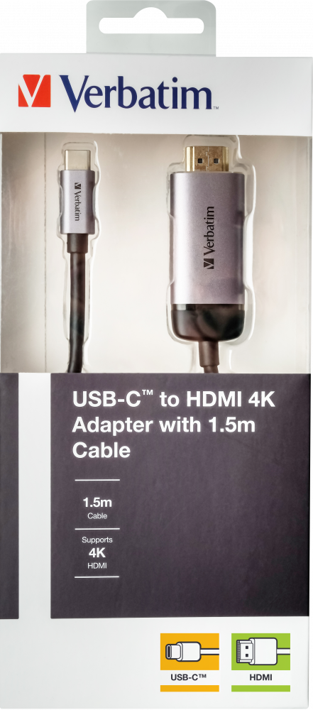 USB-C Verbatim zu HDMI 4K Adapter USB 3.1 GEN 1/HDMI 4K 1,5m retail