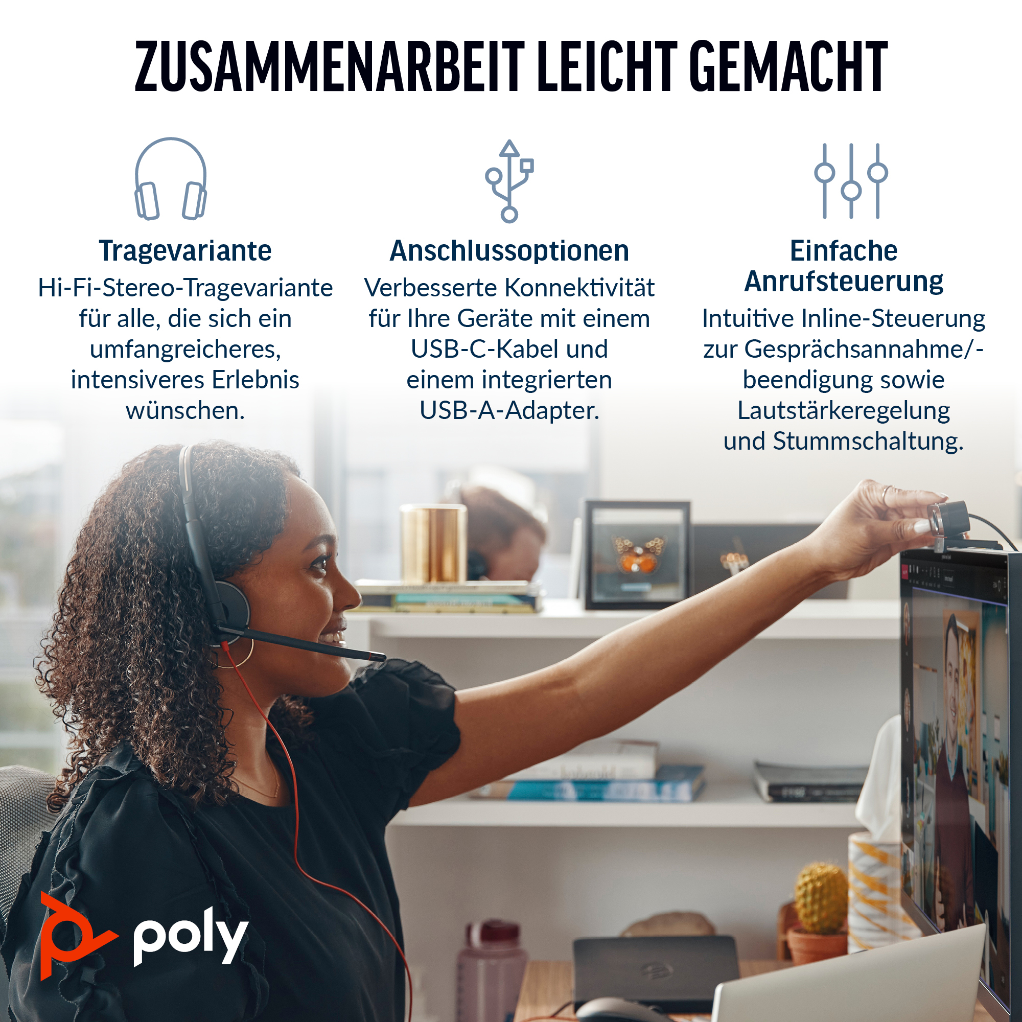 Poly Blackwire 3220 Stereo USB-C/A bulk