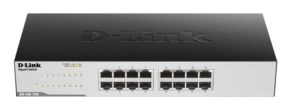 D-LINK GO-SW-16G 16-Port Gigabit Easy Desktop Switch 16x 10/100/1000 Mbps LAN Ports 32 Gbps Kapazität