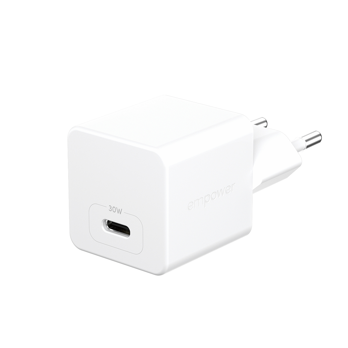 TURBO 30W CHARGER SINGLE USB-C EU PLUG SILVER WHITE