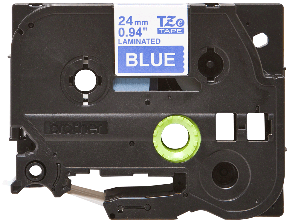 TZE-555 LAMINATED TAPE 24MM 8M WHITE ON BLUE