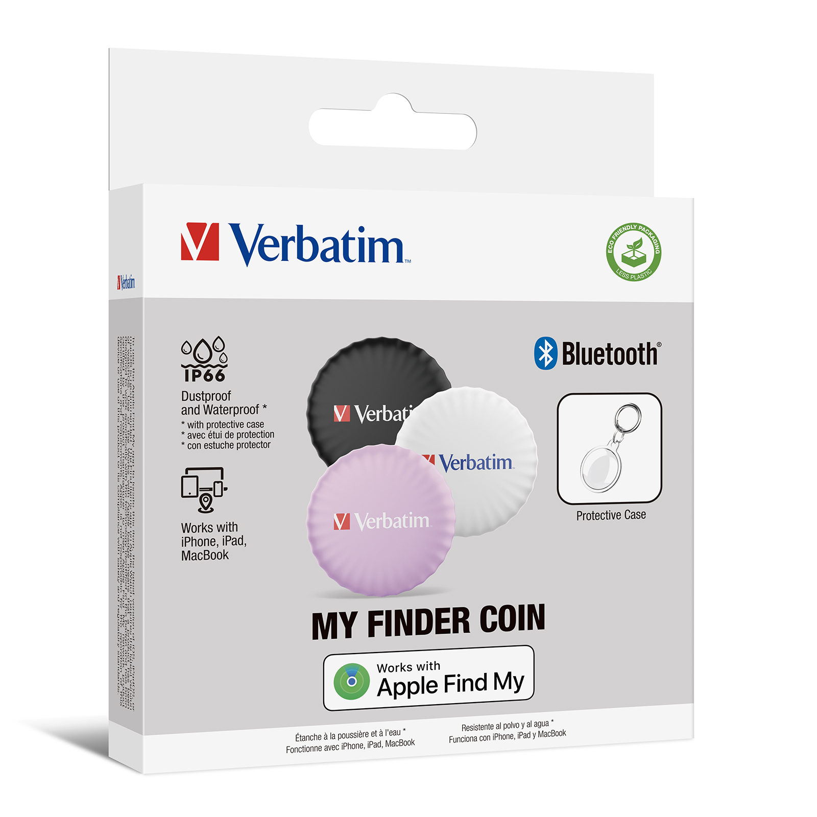 Verbatim My Finder Coin Bluetooth Tracker schwarz/weiß/pink (3er Pack)