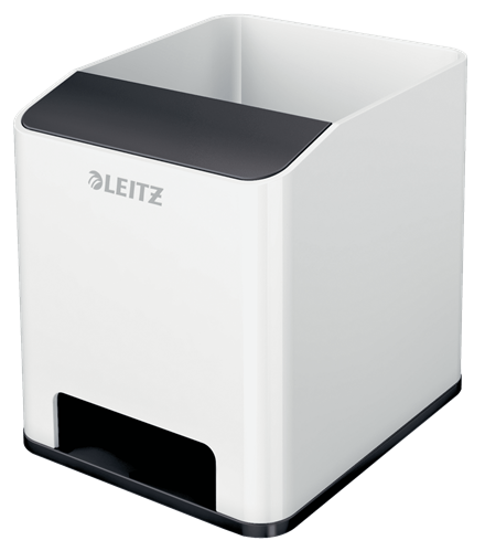 LEITZ Stiftehalter WOW Duo Colour perlweiß/schwarz Polystyrol 2 Fächer 9,0 x 10,1 x 10,0 cm