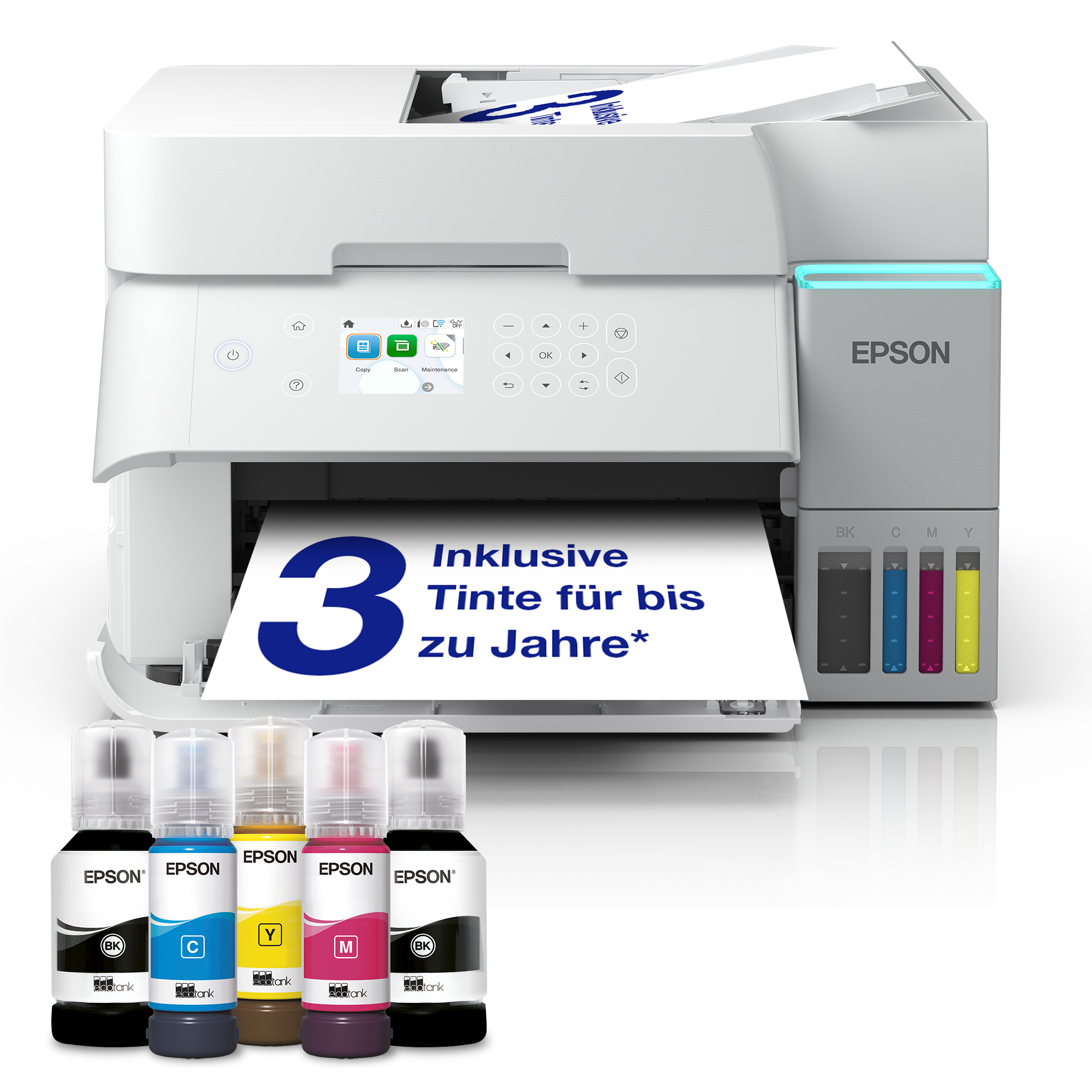 EPSON EcoTank ET-3956 3 in 1 Tintenstrahl-Multifunktionsdrucker weiß