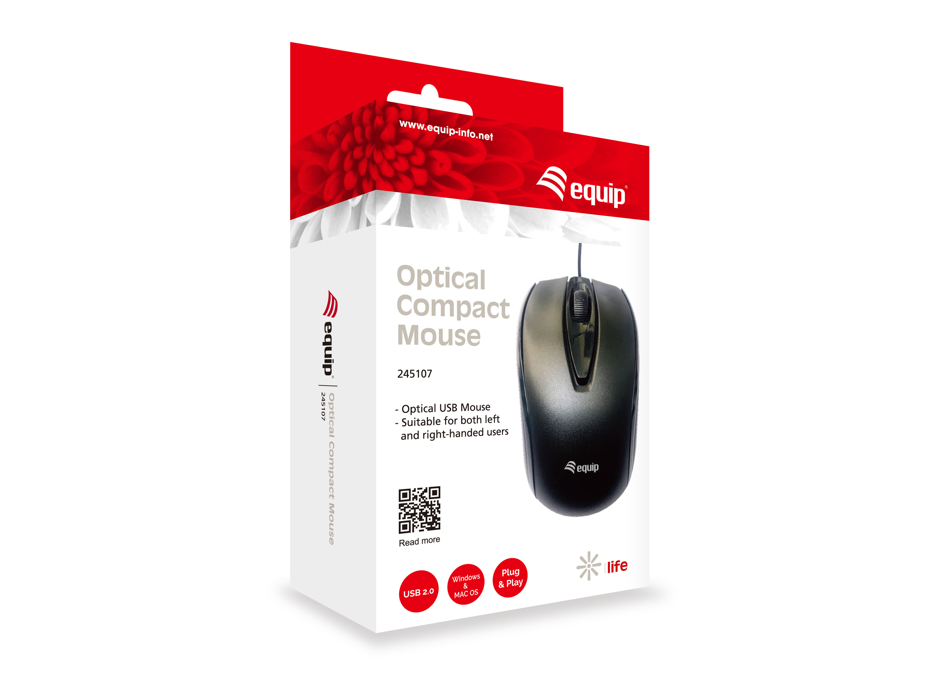 Equip Kompaktmaus USB-A Stecker L+R 1.20m schwarz