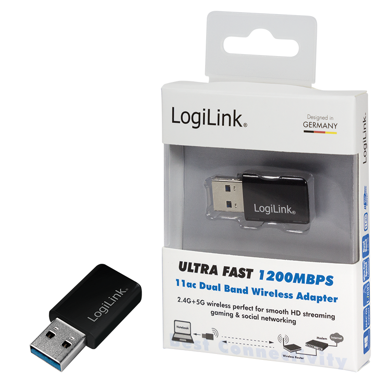Logilink Adapter USB 3.0 1200 MBit/s 11a Dual Band schwarz