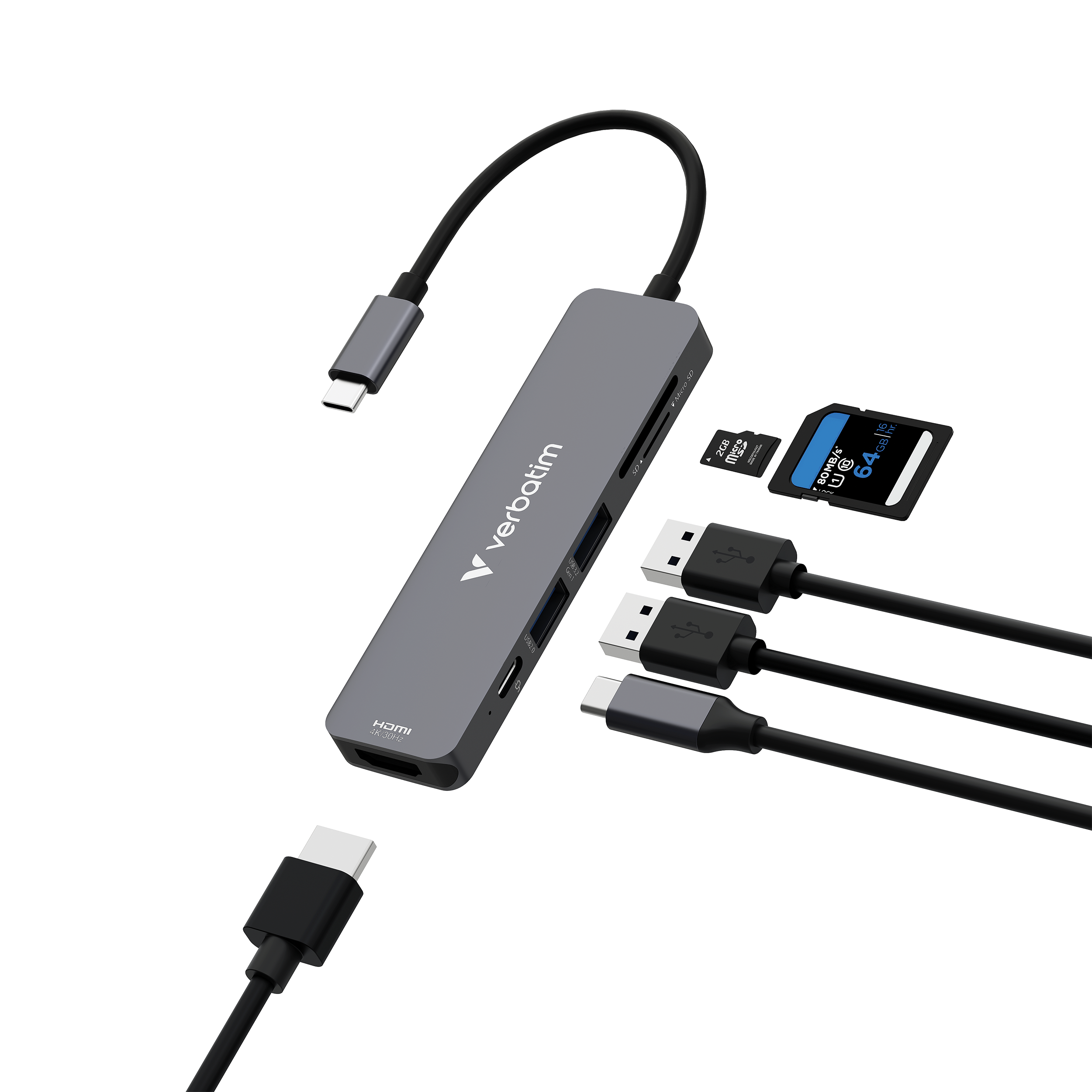 Verbatim USB-C Essentials Multi- Port Hub 6 Port/card read. 32156