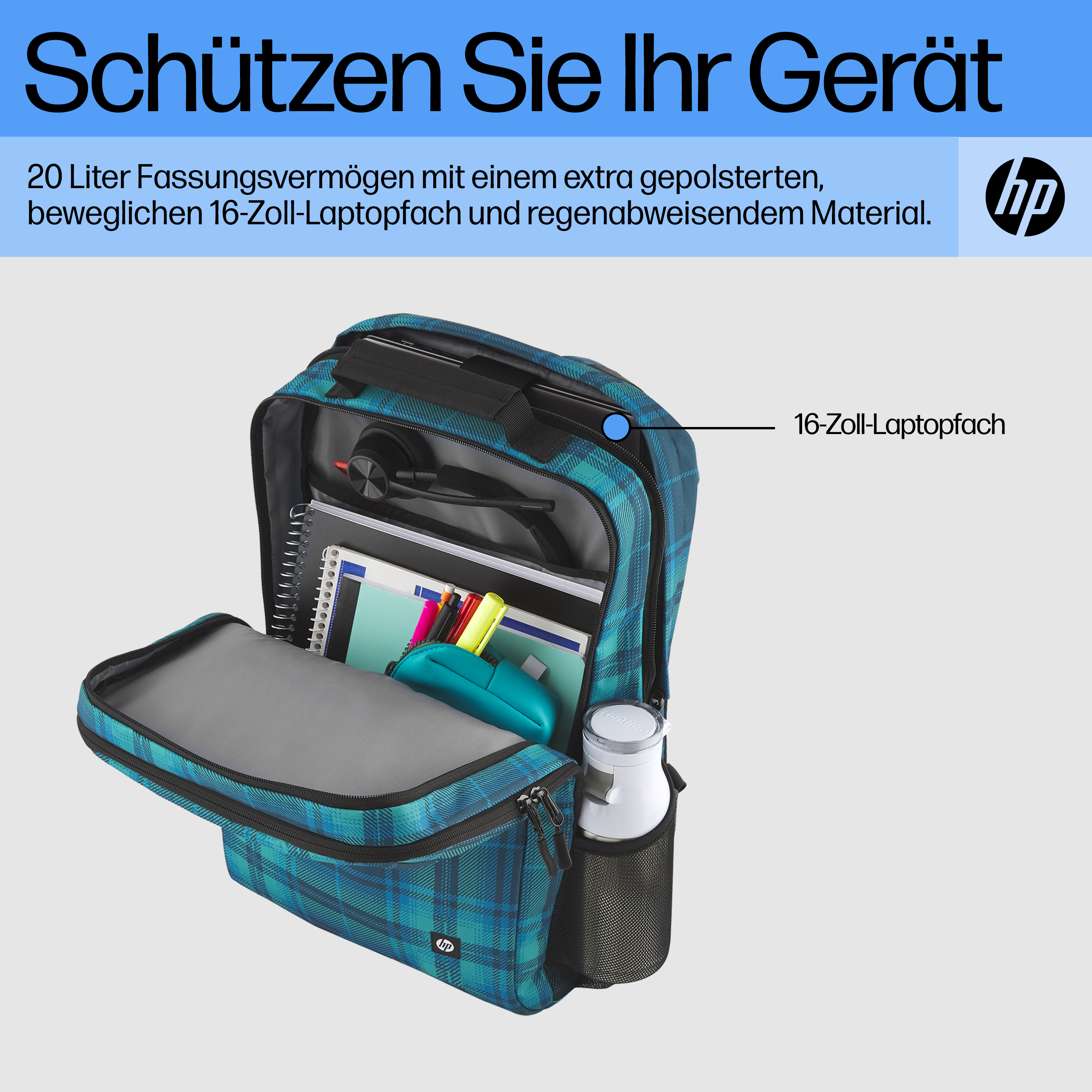 HP Campus XL Tartan plaid Backpack (P)