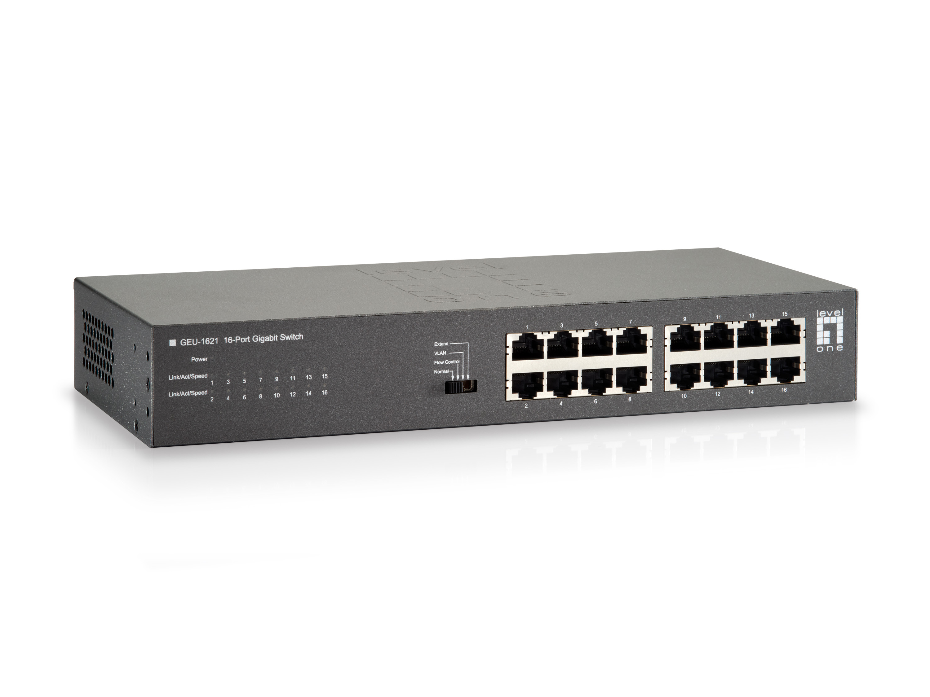 LevelOne Switch 16xGE +4-Mode Dip 19 unmanaged Metall