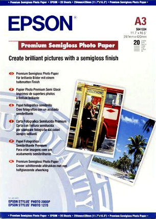 Epson Premium Fotopapier DIN A3 Semigloss 251 g/m² 20 Blatt