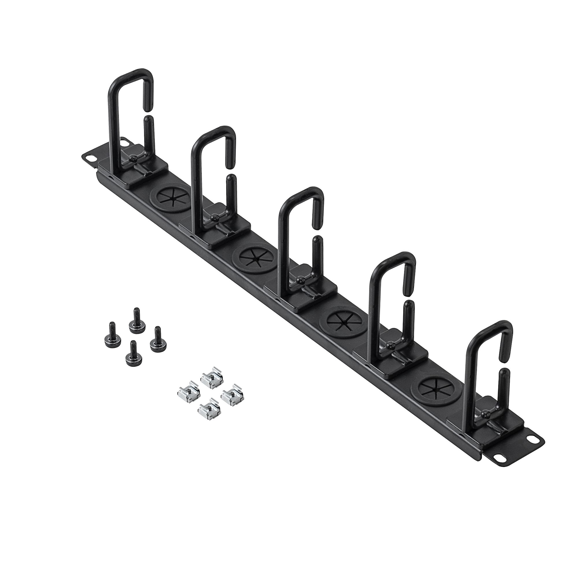 StarTech.com 1HE Server Rack Kabelmanagement mit D-Ring-Haken Schwarz