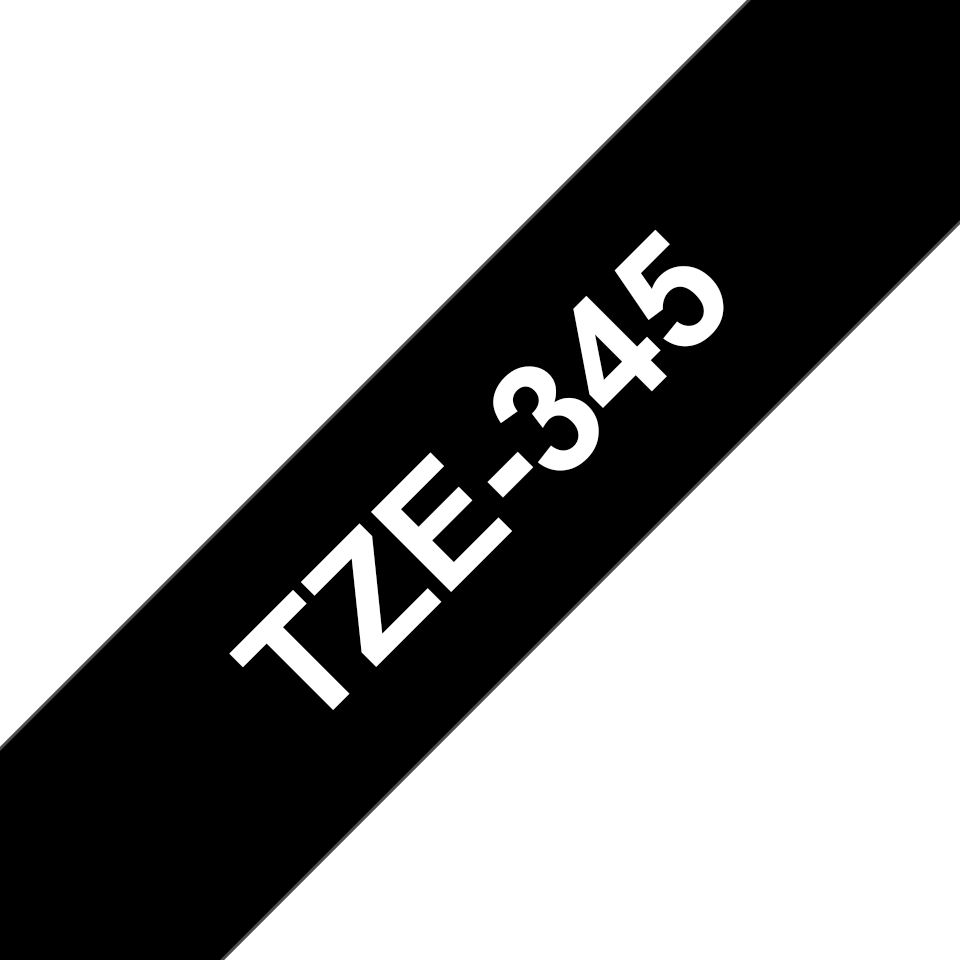 TZE-345 LAMINATED TAPE 18MM 8M WHITE ON BLACK