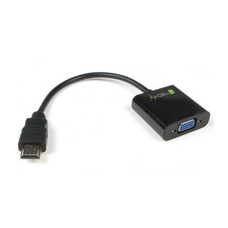 TECHLY HDMI auf VGA Konverter HDMI Stecker auf VGA Buchse schwarz im hochwertigen Polybag