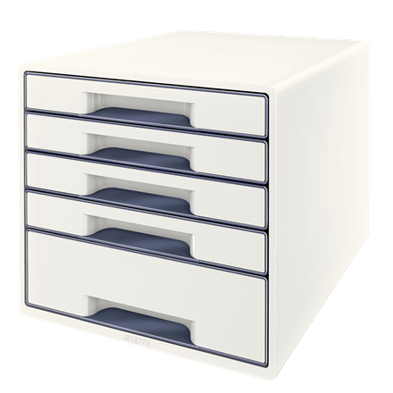 LEITZ Schubladenbox WOW Cube perlweiß/grau 52142001, DIN A4 mit 5 Schubladen, 1 St.