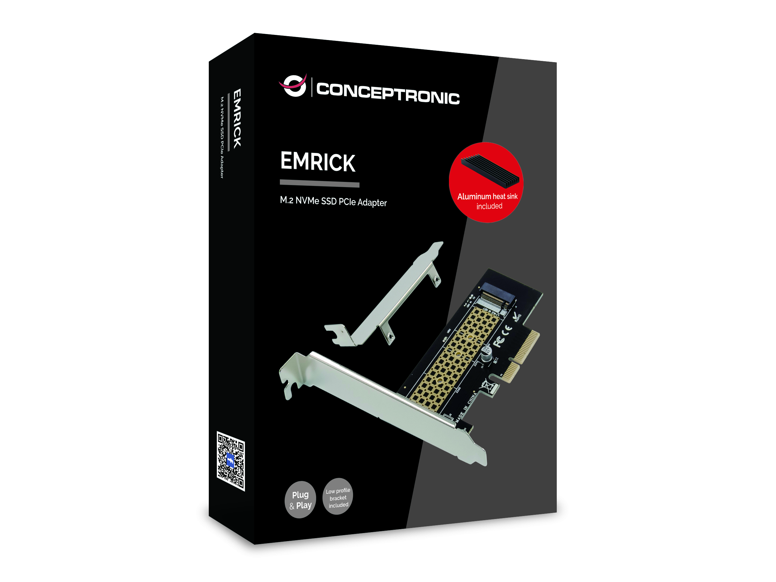 CONCEPTRONIC M.2 4xPCIe3.0 Card M.2 NVMe +Kühlkörper