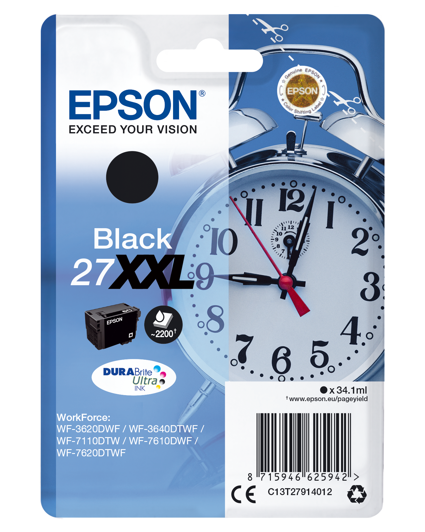 EPSON 27XXL / T2791XXL (Wecker) schwarz Druckerpatrone