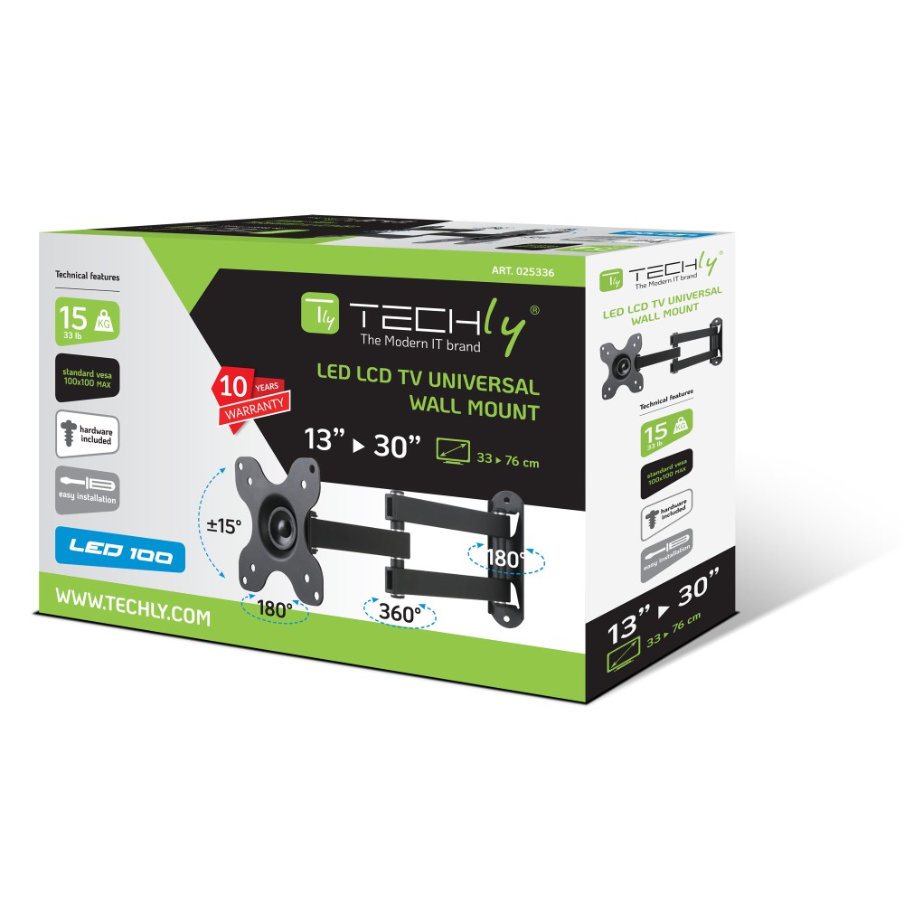 Techly Wandhalterung LCD TV 13-30 neigbar 2 Gelenke schw.
