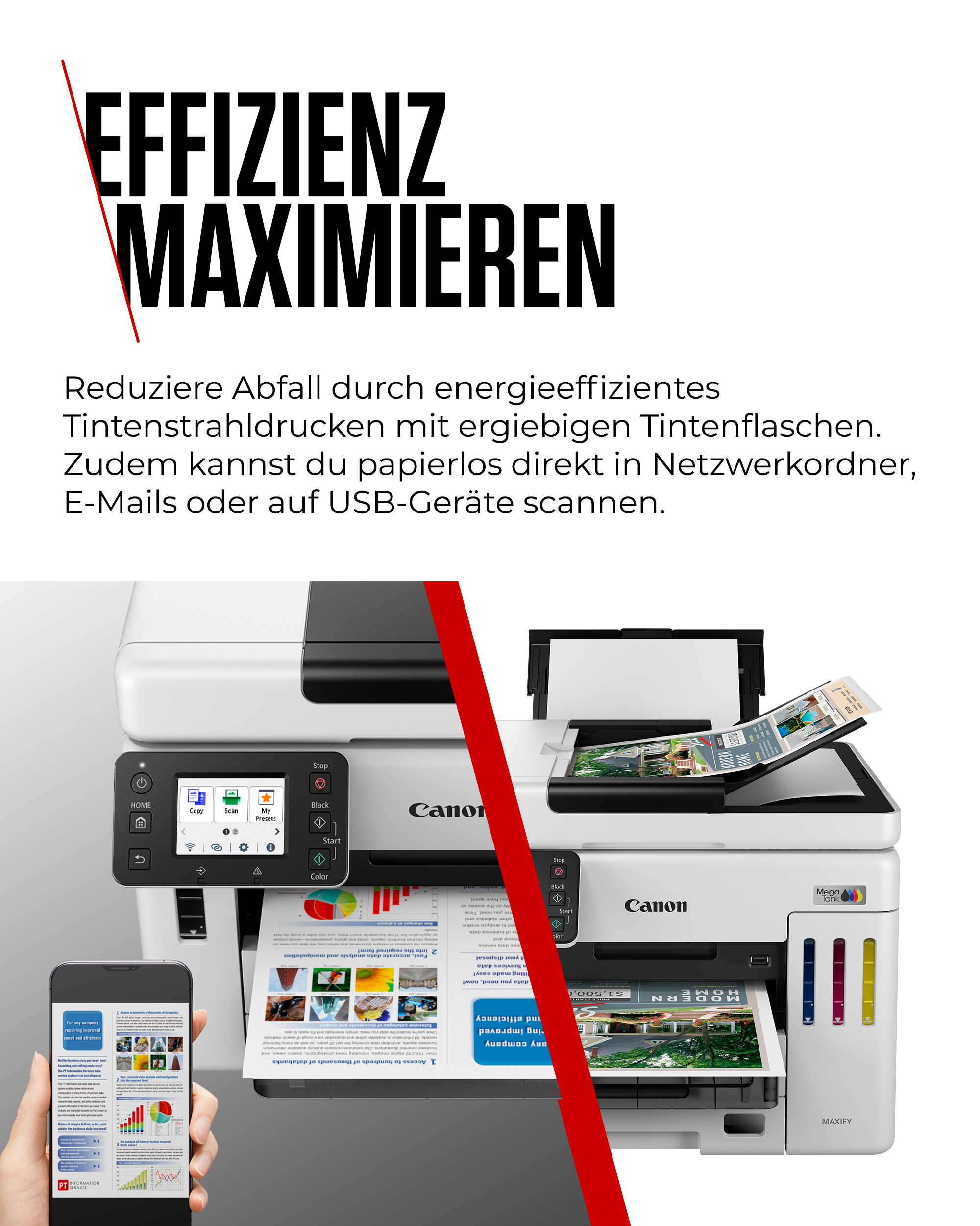 AKTION: Canon MAXIFY GX7150 4 in 1 Tintenstrahl-Multifunktionsdrucker weiß mit 100 Euro CashBack