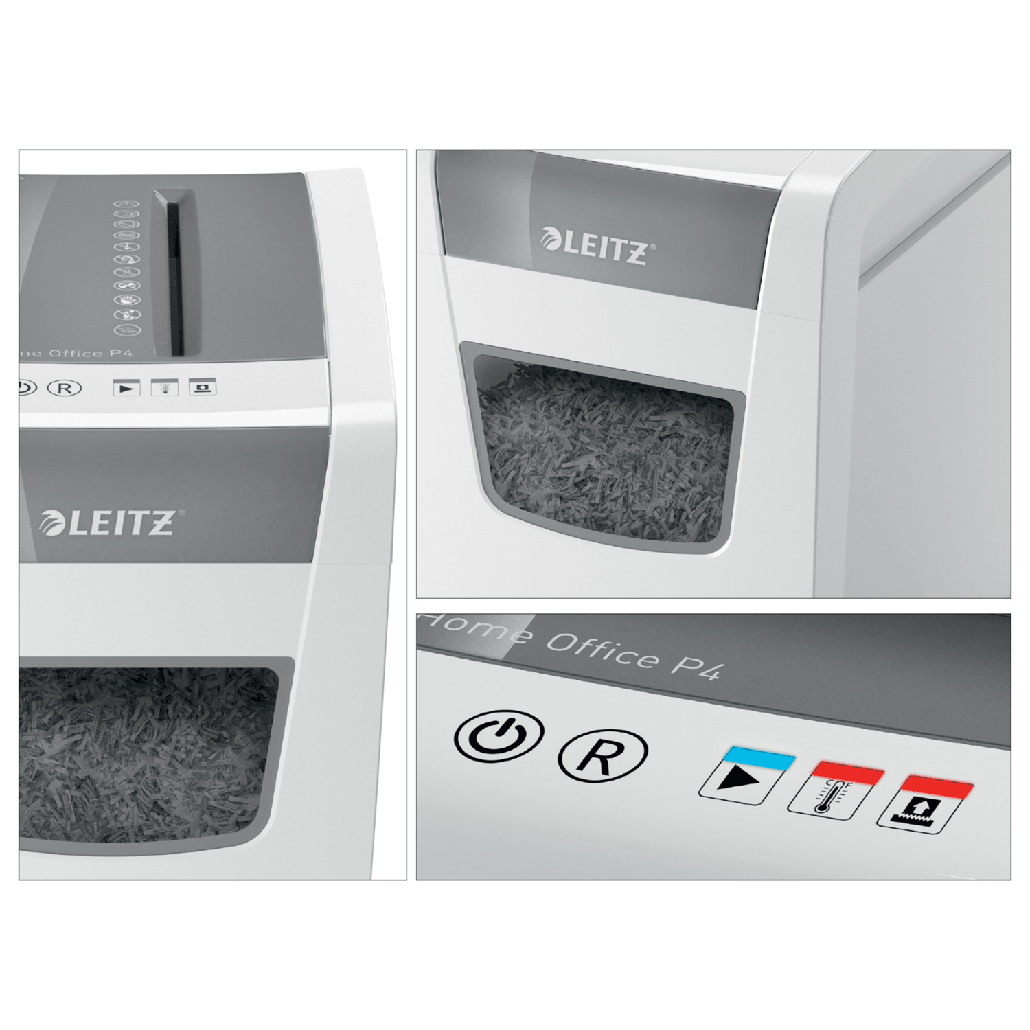LEITZ IQ Home Office Slim Aktenvernichter mit Partikelschnitt P-4, 4 x 28 mm, bis 10 Blatt, weiß