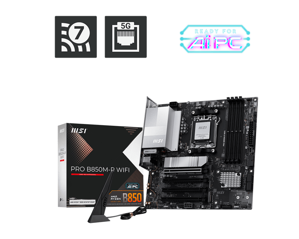 MSI PRO B850M-P WIFI AM5 mATX MB 4xDDR5 4xSATA 3xM.2