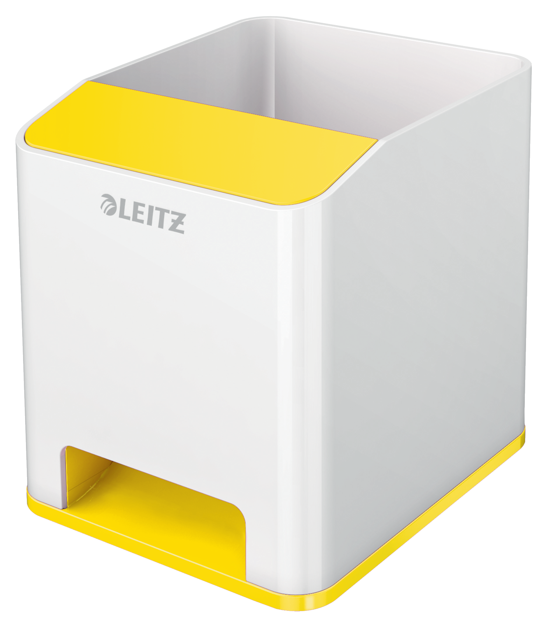 LEITZ Stiftehalter WOW Duo Colour perlweiß/gelb Polystyrol 2 Fächer 9,0 x 10,1 x 10,0 cm