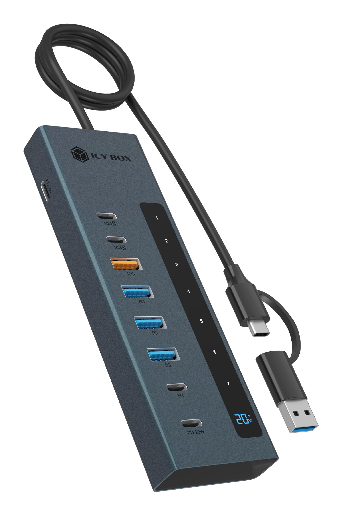 Hub 9-in-1 Hub IcyBox USB 3.2 mit Type-C/Type-A Anschluss