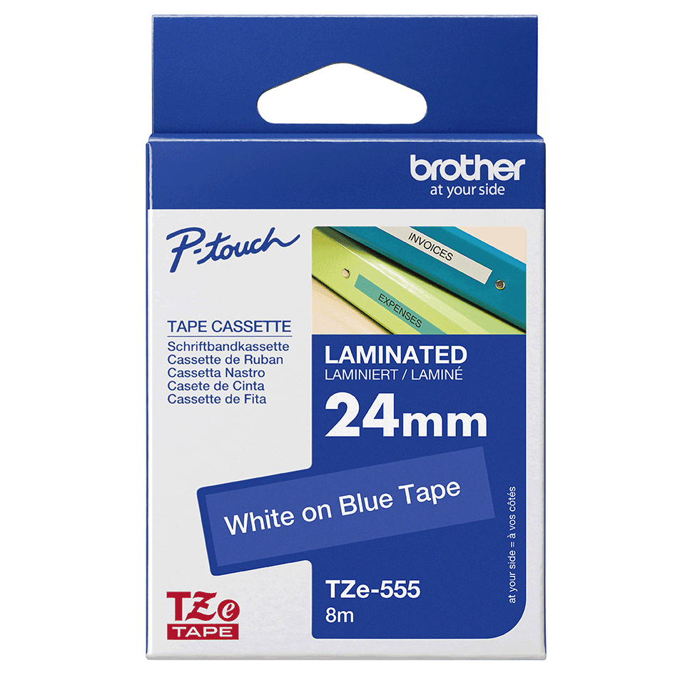 TZE-541 LAMINATED TAPE 8 MM 8M BLACK ON BLUE