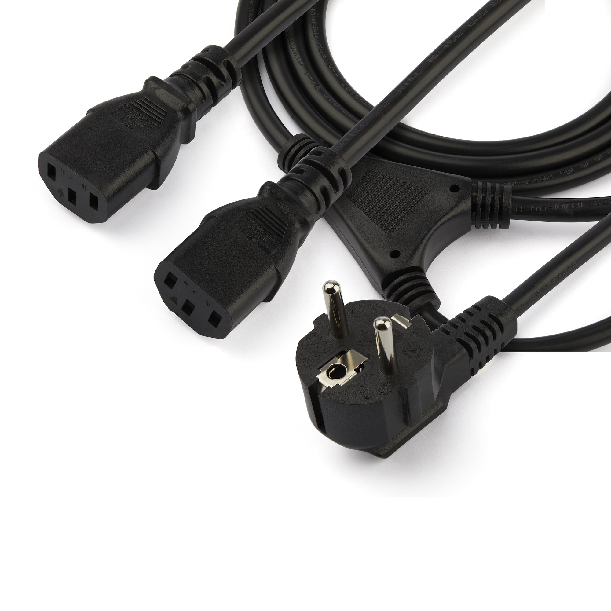 STARTECH.COM 2m C13 Power Cord - Schuko to 2x C13 - Y Splitter Power Cable