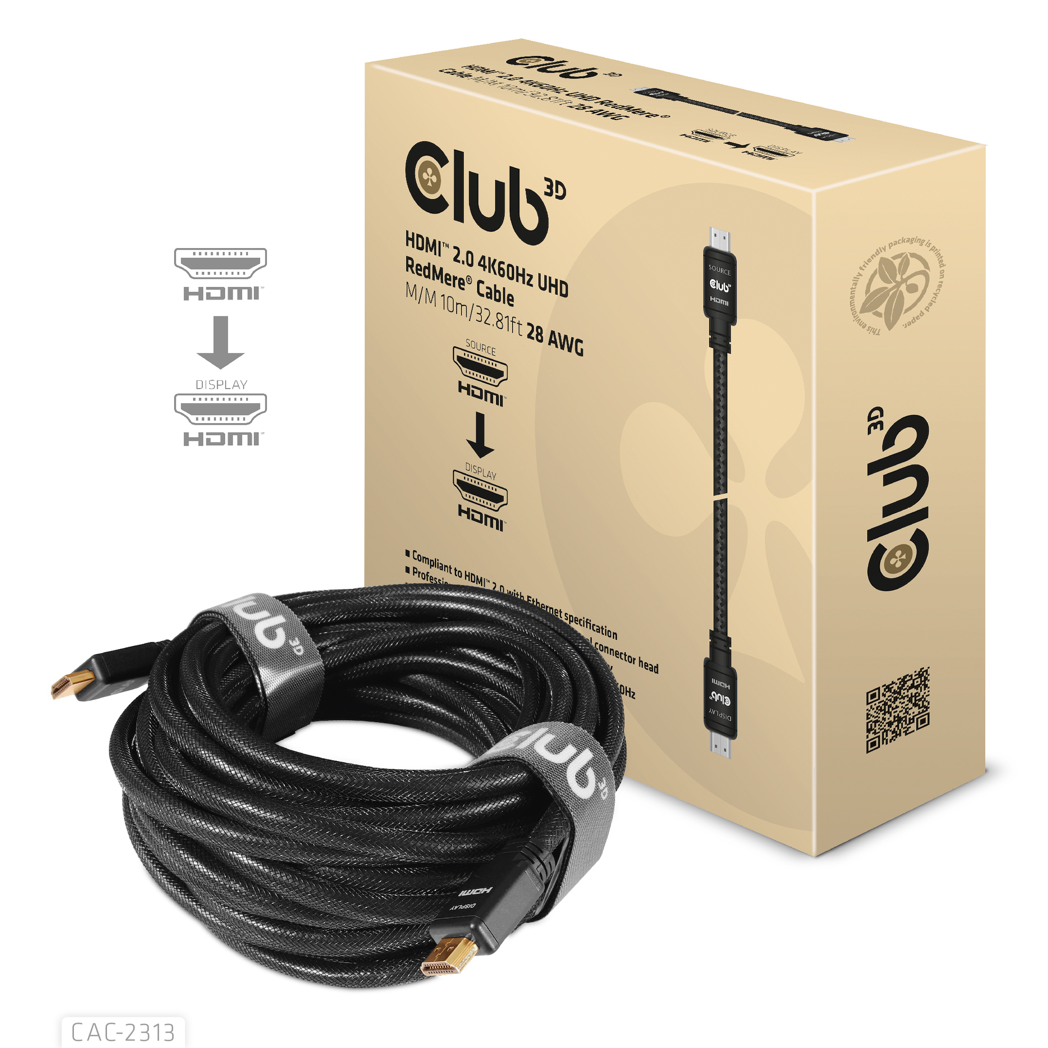 Club3D HDMI-Kabel A -> A 2.0 RedMere 4K60Hz UHD 10 Meter retail