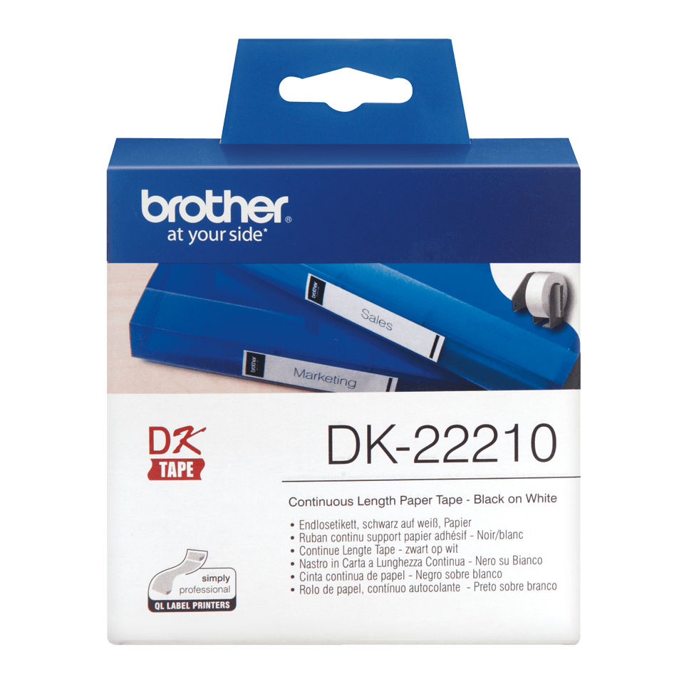 DK CONTINUOUS LABELS WHITE F/ QL-500/550 PAPER 30.48M 29MM