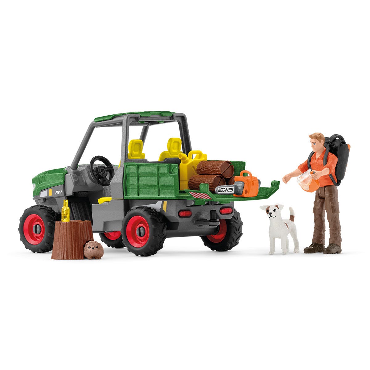 Farm World Waldbauer mit Fahrzeug, Spielfigur