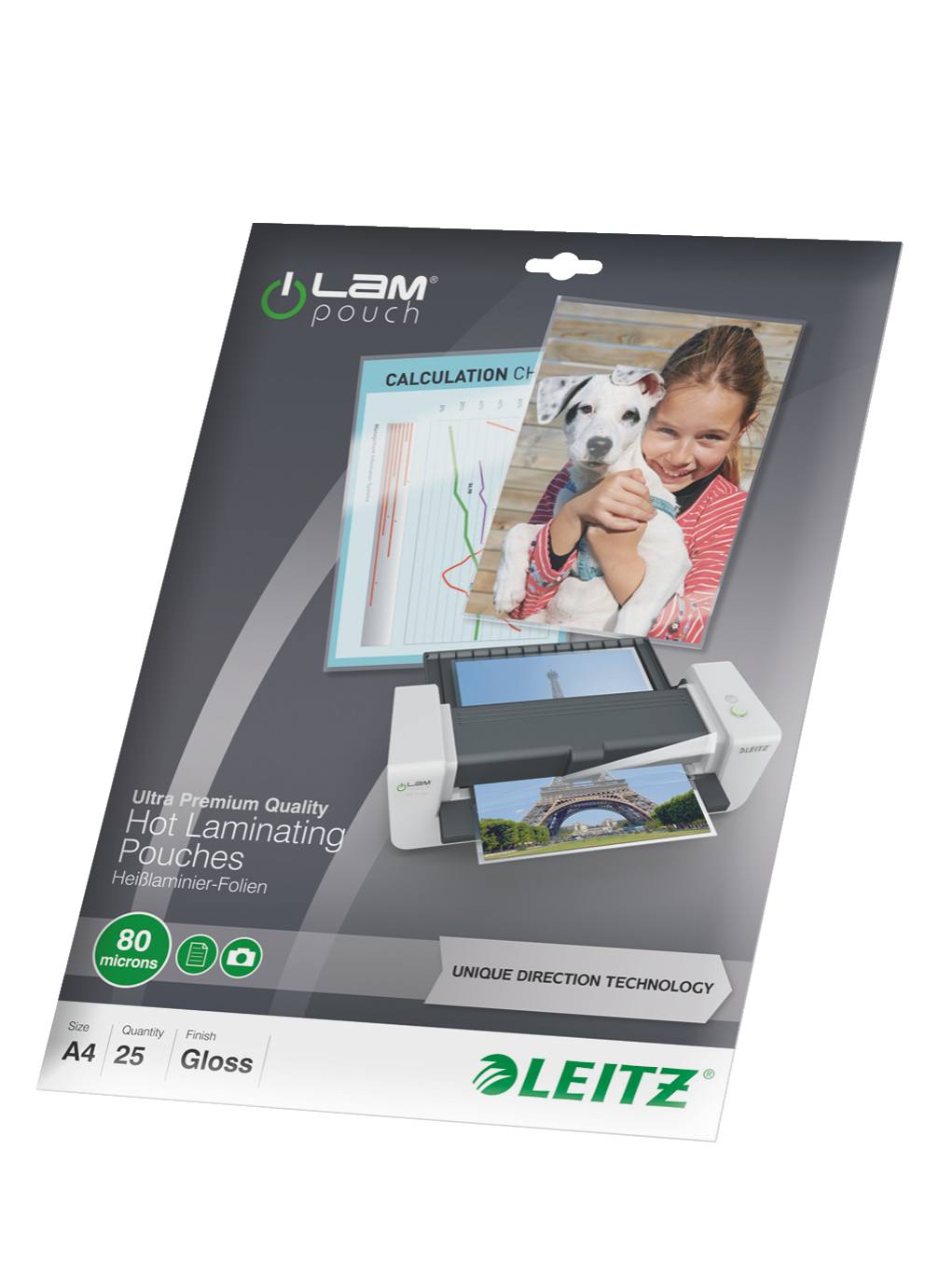 LEITZ Laminierfolien UDT glänzend für A4 80 micron, 25 St.