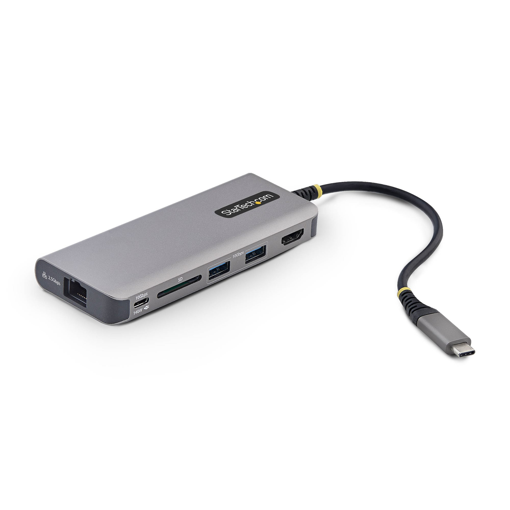 STARTECH.COM USB-C auf HDMI Multiport Adapter mit 140W PD Leistung 4K60Hz 3-Port USB 10Gbps Hub 2.5GbE SD Slot Mini-Dock