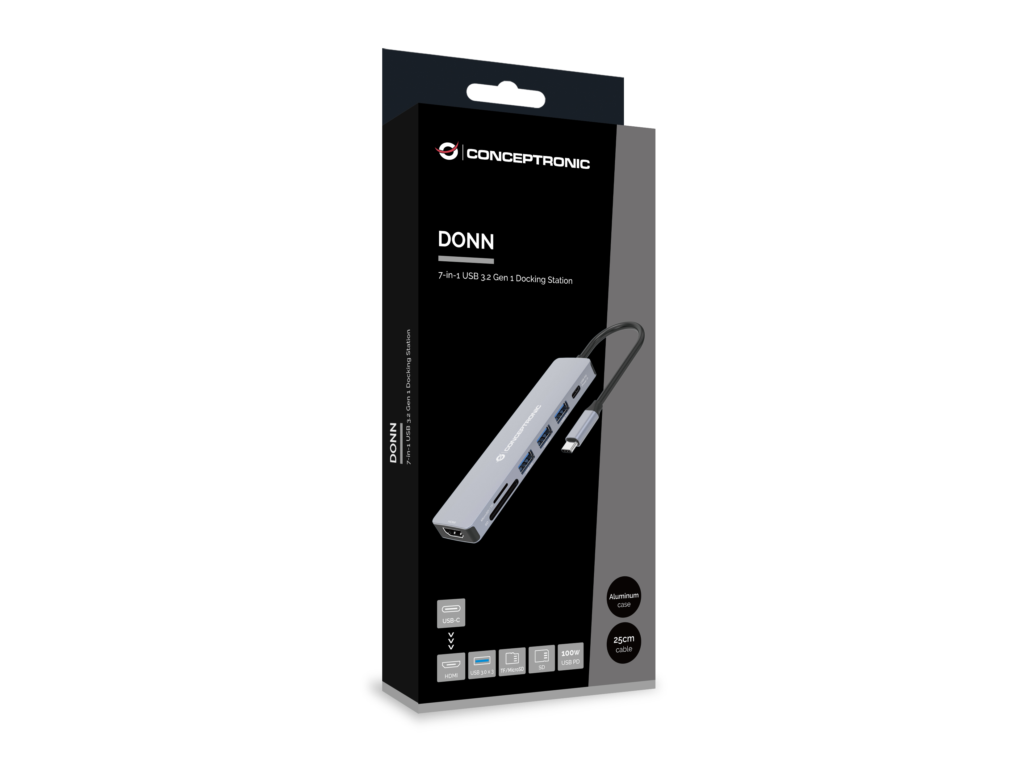 CONCEPTRONIC 7-1 Dock USB-C->HDMI/3xUSB-A/SD/TF/+ 25cm gr