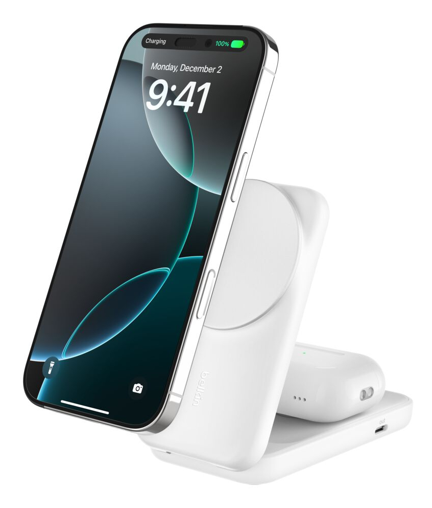ULTRACHARGE 25 WATT QI2 MAGNETI 2-IN-1 LADESTATION KLAPPBAR WEI