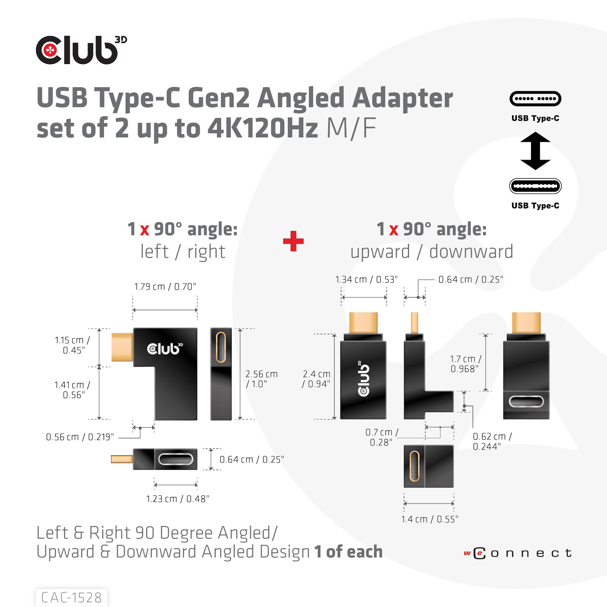 Club3D Adapter USB 3.2 Typ C  USB 3.2 Typ C gewinkelt St/B retail