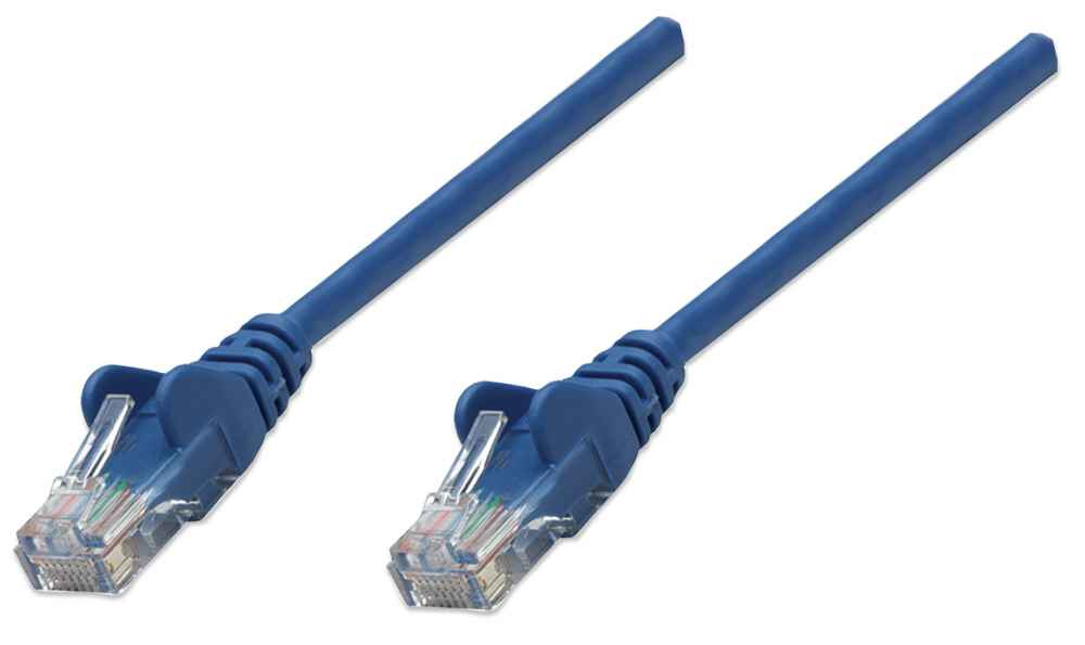 INTELLINET Patchkabel RJ45 U/UTP Cat6 0.50m Hebelschutz blau