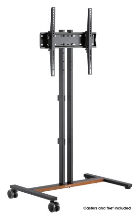 MANHATTAN Kompakter TV-Ständer auf Rollen oder Standfuss 86,36-139,70cm 34-55Zoll 35kg neigbar platzsparendes Design schwarz/braun
