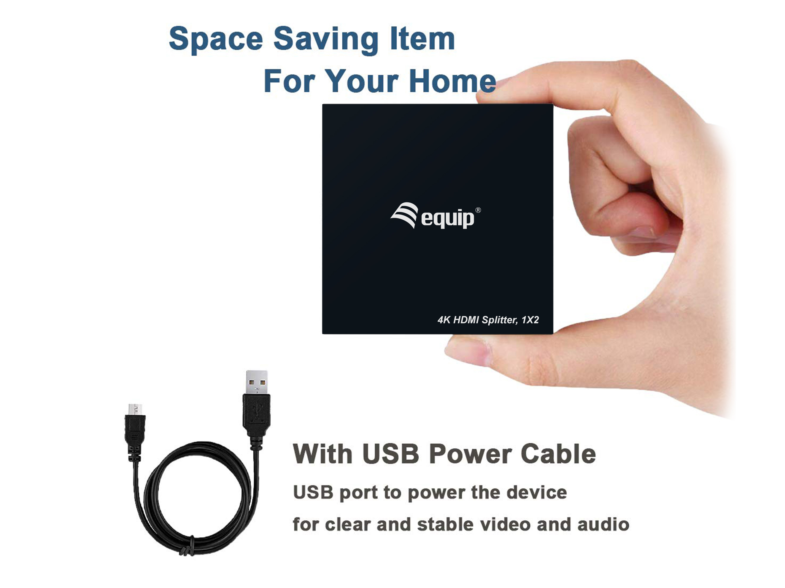 Equip HDMI1.4 2-Port Splitter Ultra Slim 4K/ 30Hz schwarz EndlessOS