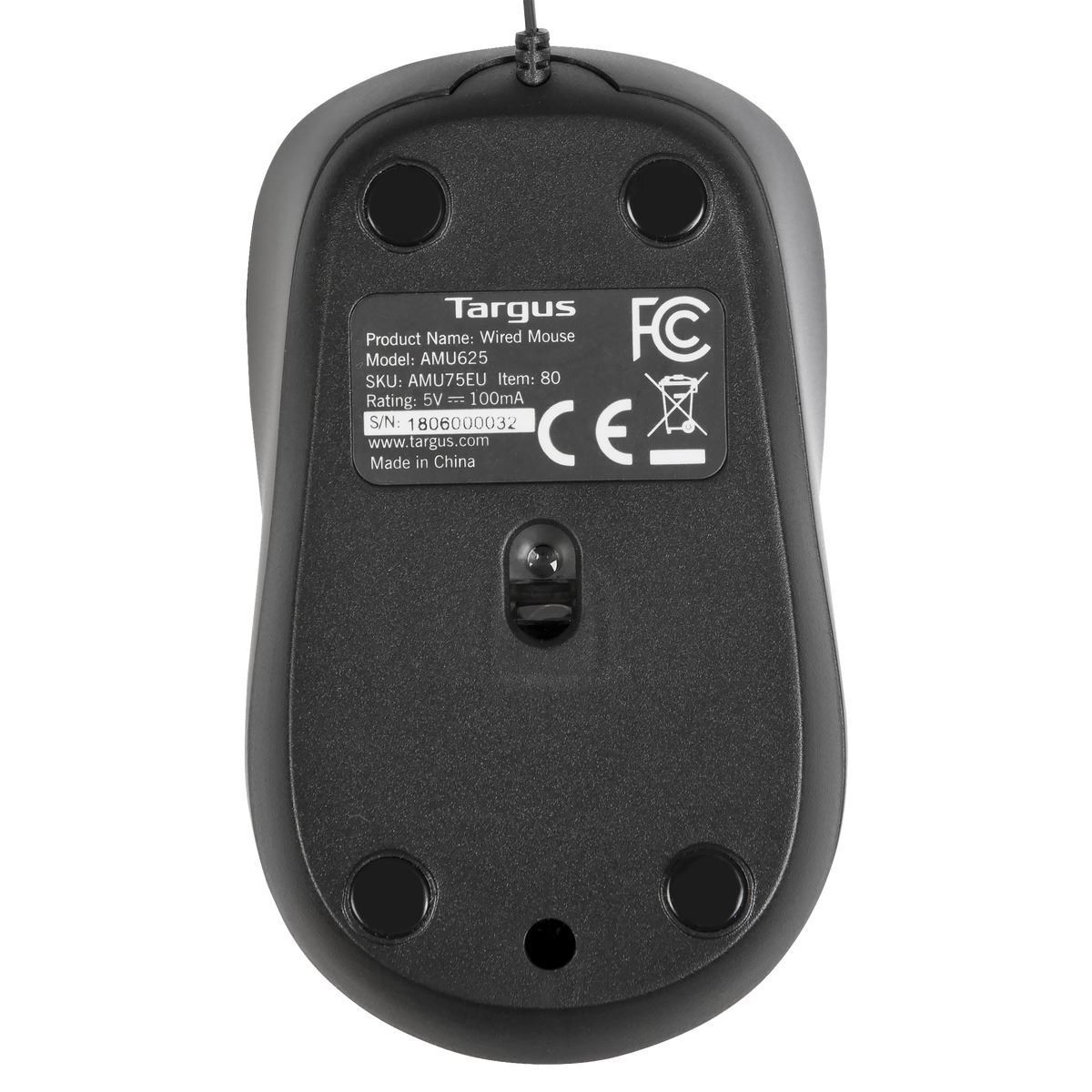 TARGUS MOUSE RETRACTABLEWIRED BLUETRACE TRAVEL MOUSE BLACK