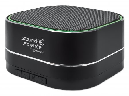 MANHATTAN Sound Science Metallic LED Bluetooth-Lautsprecher Bluetooth 5.0 Mikrofon Bedienelemente FM-Radio MicroSD-Slot schwarz