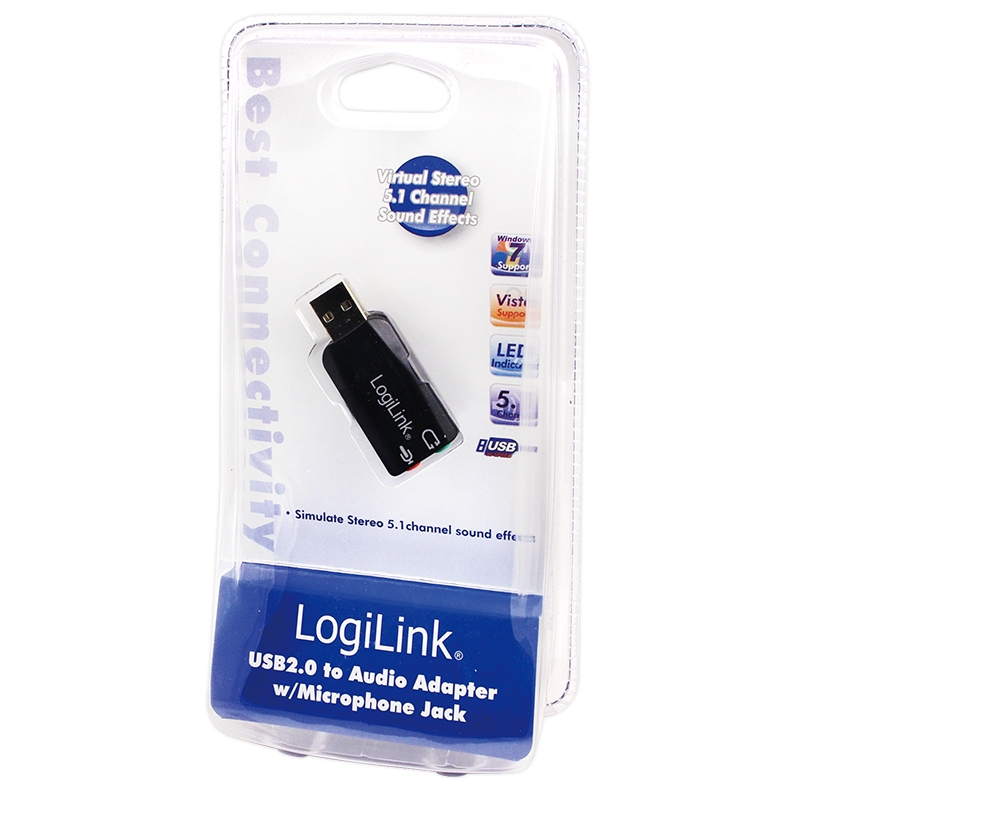 Logilink Soundkarte USB 5.1 mit Virtual 3D Soundeffekt