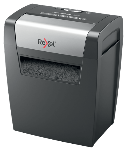 Rexel Momentum X406 Aktenvernichter mit Partikelschnitt P-4, 4 x 28 mm, bis 6 Blatt, schwarz