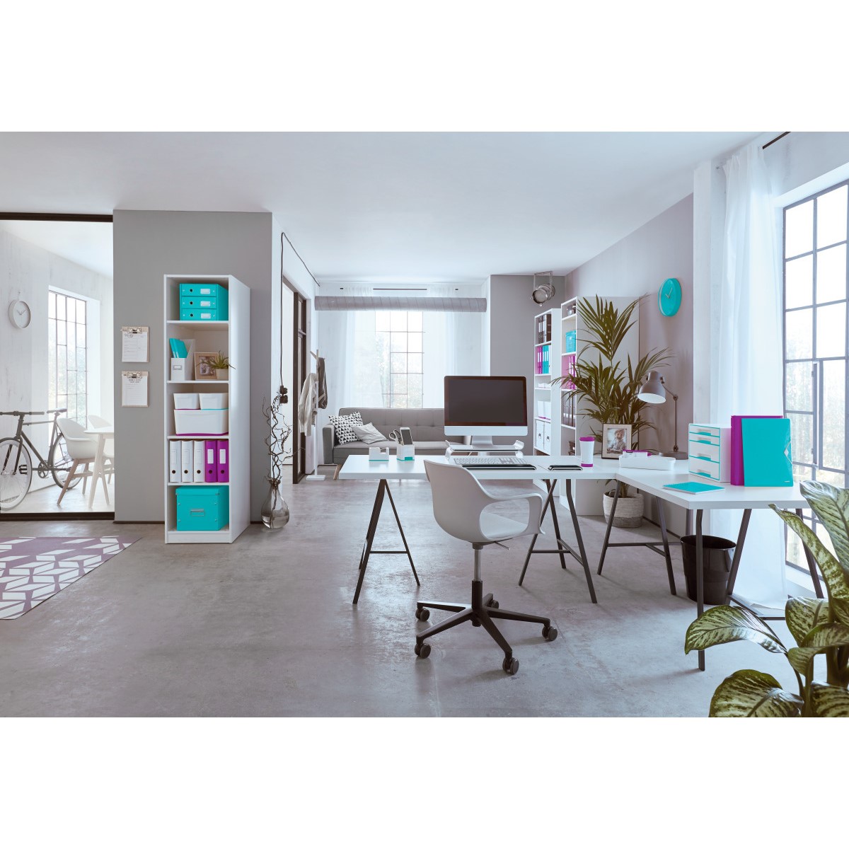LEITZ Tischabroller WOW Duo Colour perlweiß/eisblau