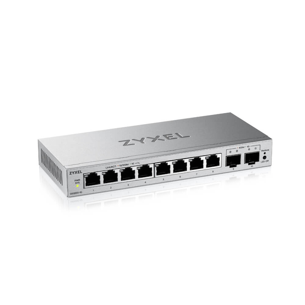 Zyxel GS1200-10V3 8-Port Gigabit, 2xSFP web/smart managed