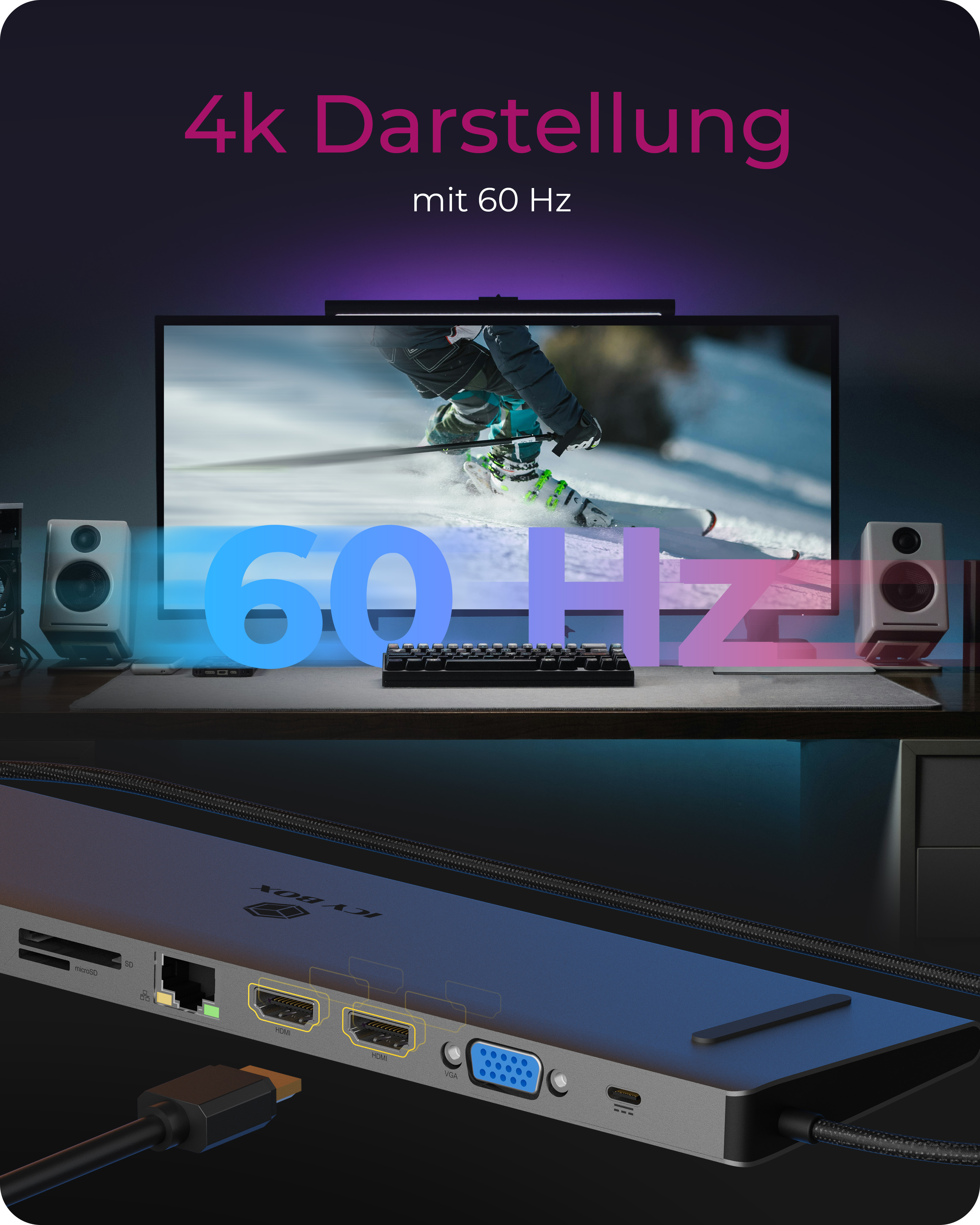 Dockingstation IcyBox USB-C -> HDMI/VGA/USB-A/USB-C/3,5mm
