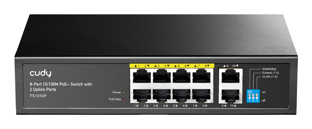 Cudy 8-Port 10/100M PoE+ Switch with 2 Uplink Ports 120W