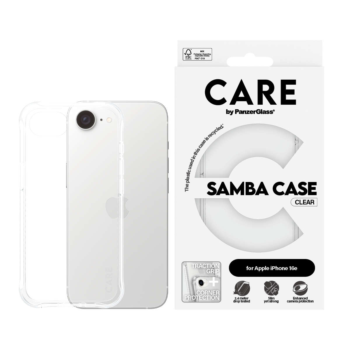 CARE BY PANZERGLASS FASHIONABLE SAMBA CASE TRANSPARENT IPHONE SE