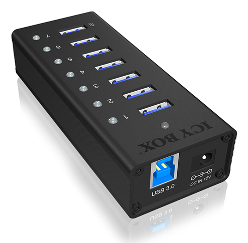 Hub 7-Port IcyBox USB 3.0 IB-AC618 Aluminium Gehäuse